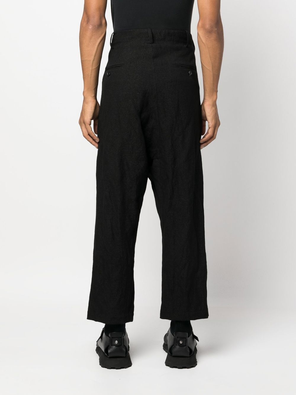 Shop Uma Wang Drop Crotch Trousers In 黑色