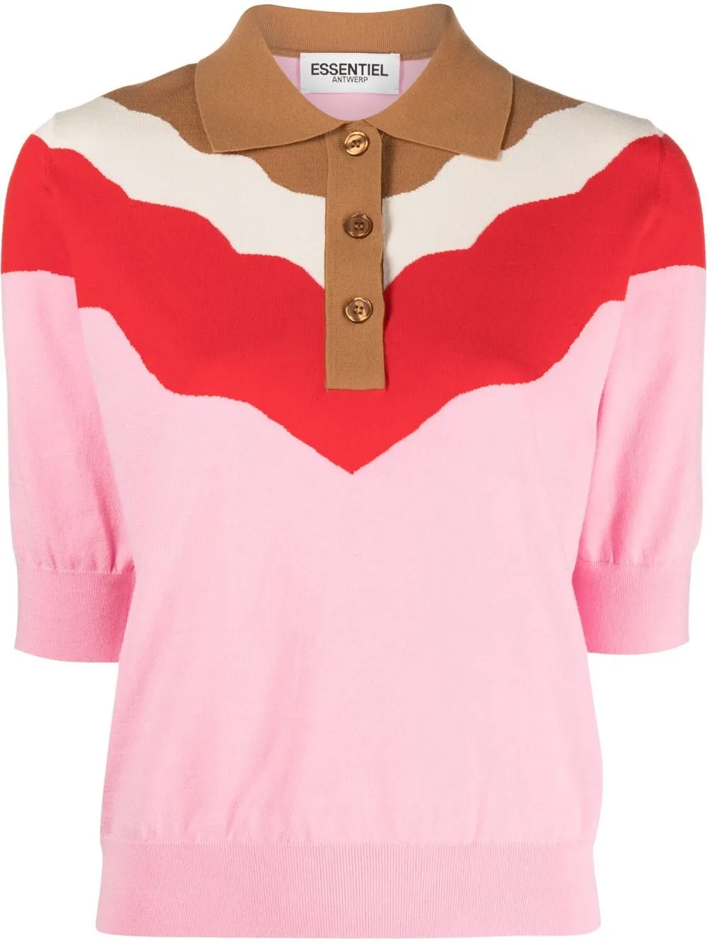 

Essentiel Antwerp colour-block polo top - Pink