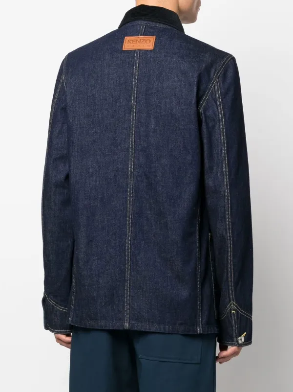 Amiri Floral-detail Denim Jacket in Blue for Men