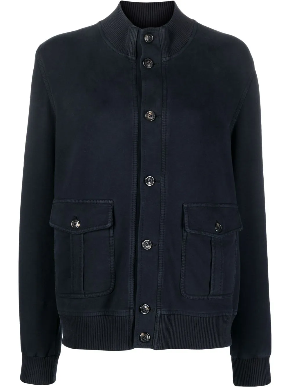 Circolo 1901 High-neck Buttoned Jacket In Blue