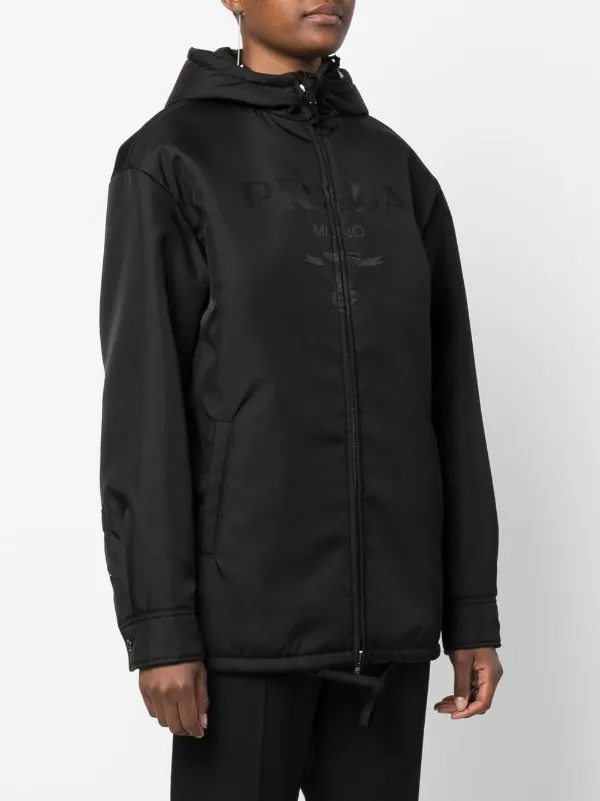 Prada Re-Nylon Hooded Jacket | Black | FARFETCH RO