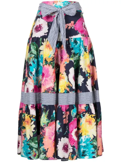 Talbot Runhof falda midi con estampado floral