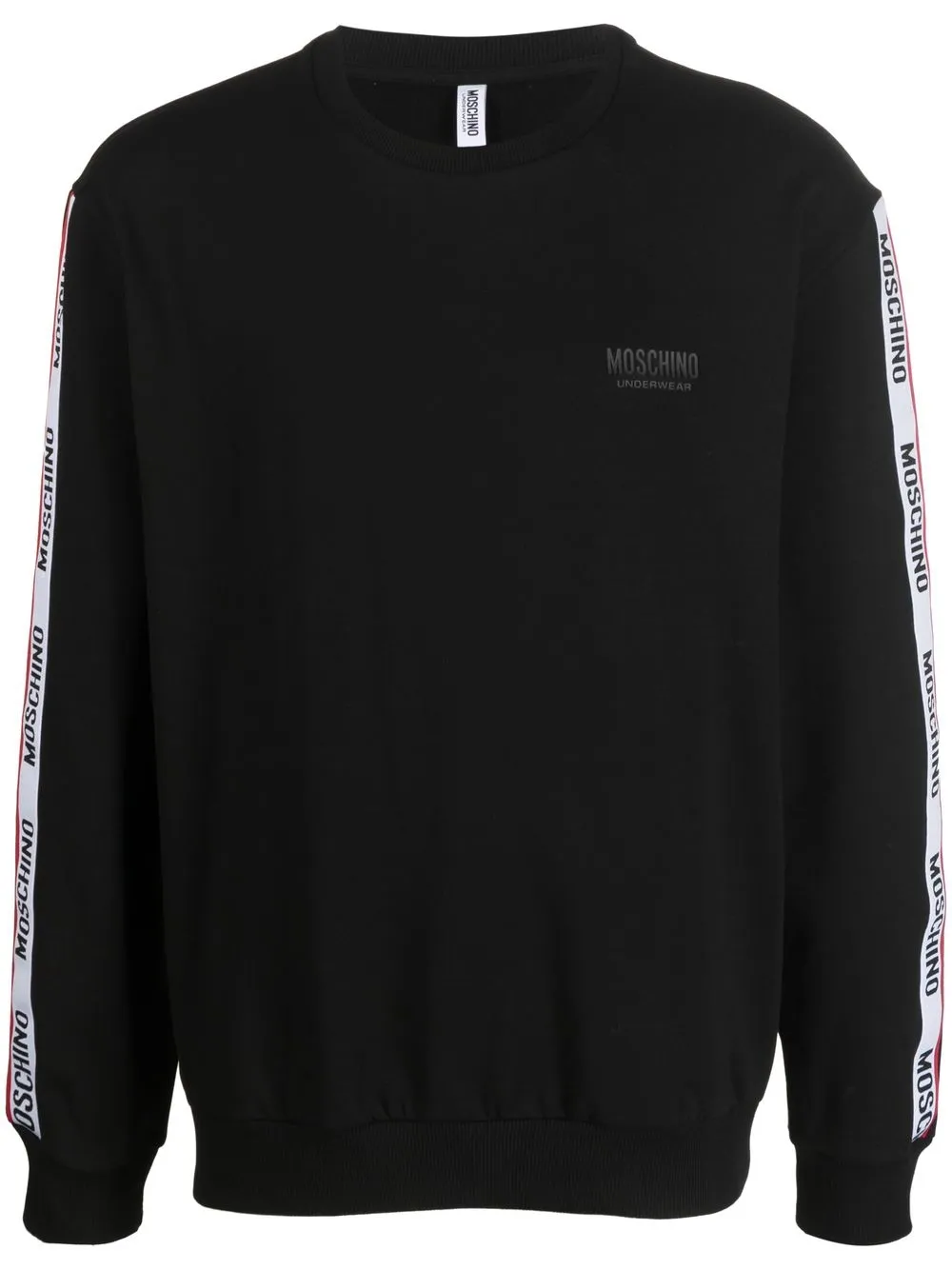 

Moschino sudadera con franja del logo y cuello redondo - Negro