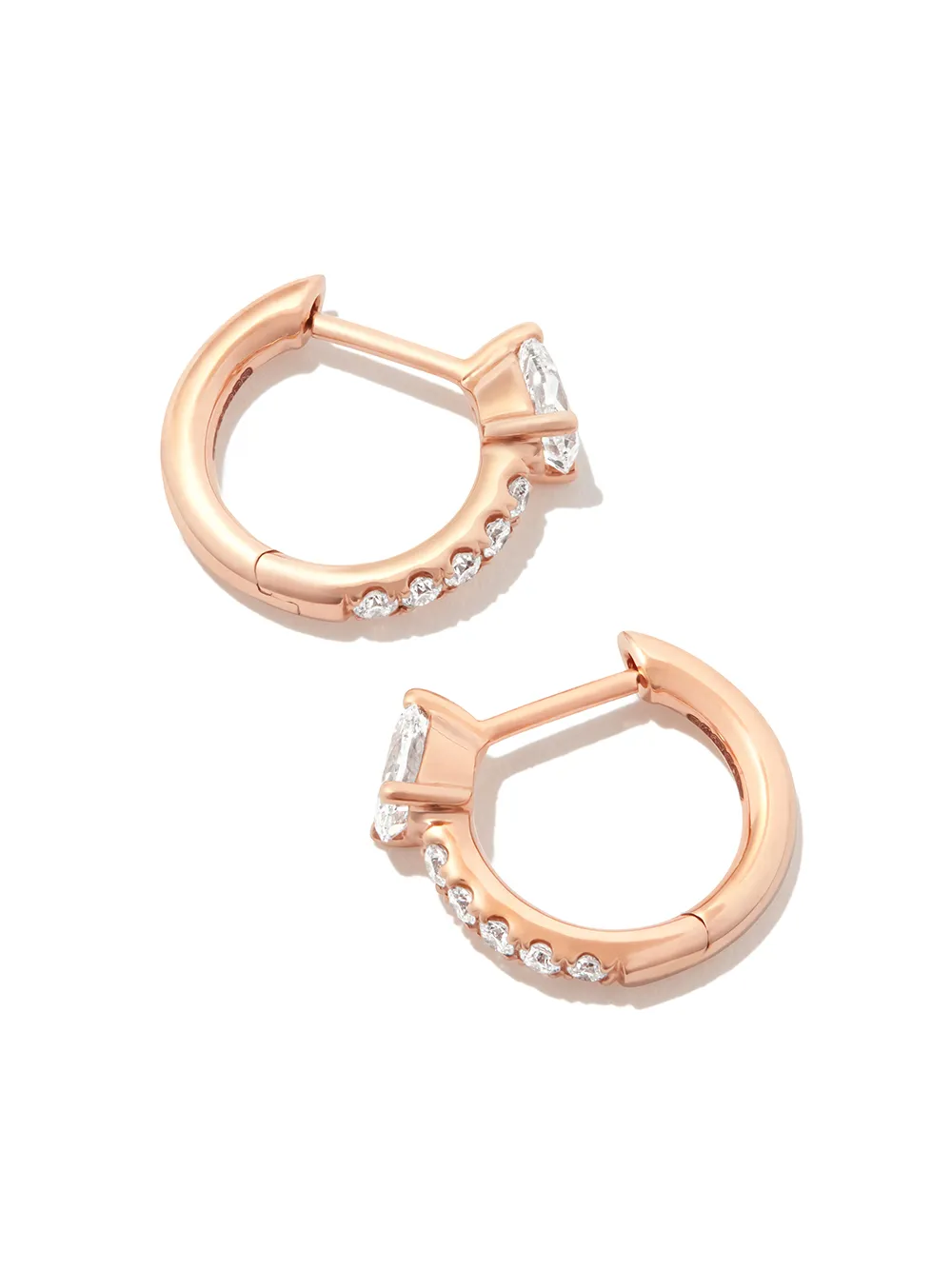 Shop Anita Ko 18kt Rose Gold Bobbi Diamond Hoop Earrings In 粉色