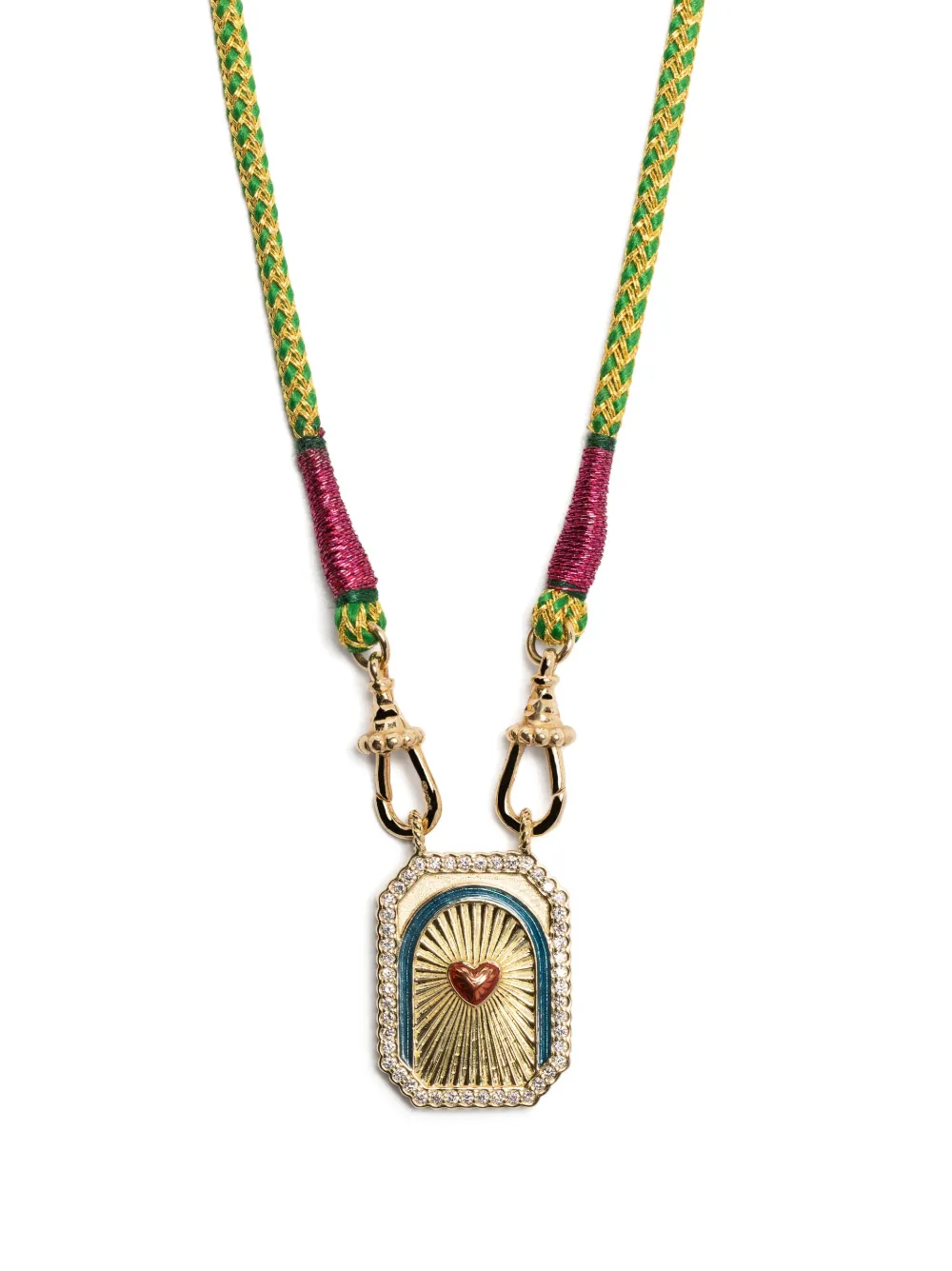 Marie Lichtenberg 18kt yellow gold Heart diamond mini scapular necklace