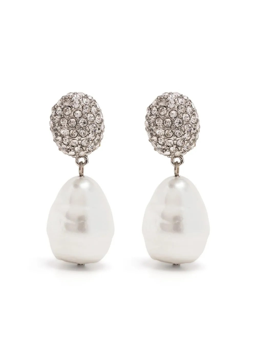 

Kenneth Jay Lane aretes Mimi con cristales y perlas - Plateado