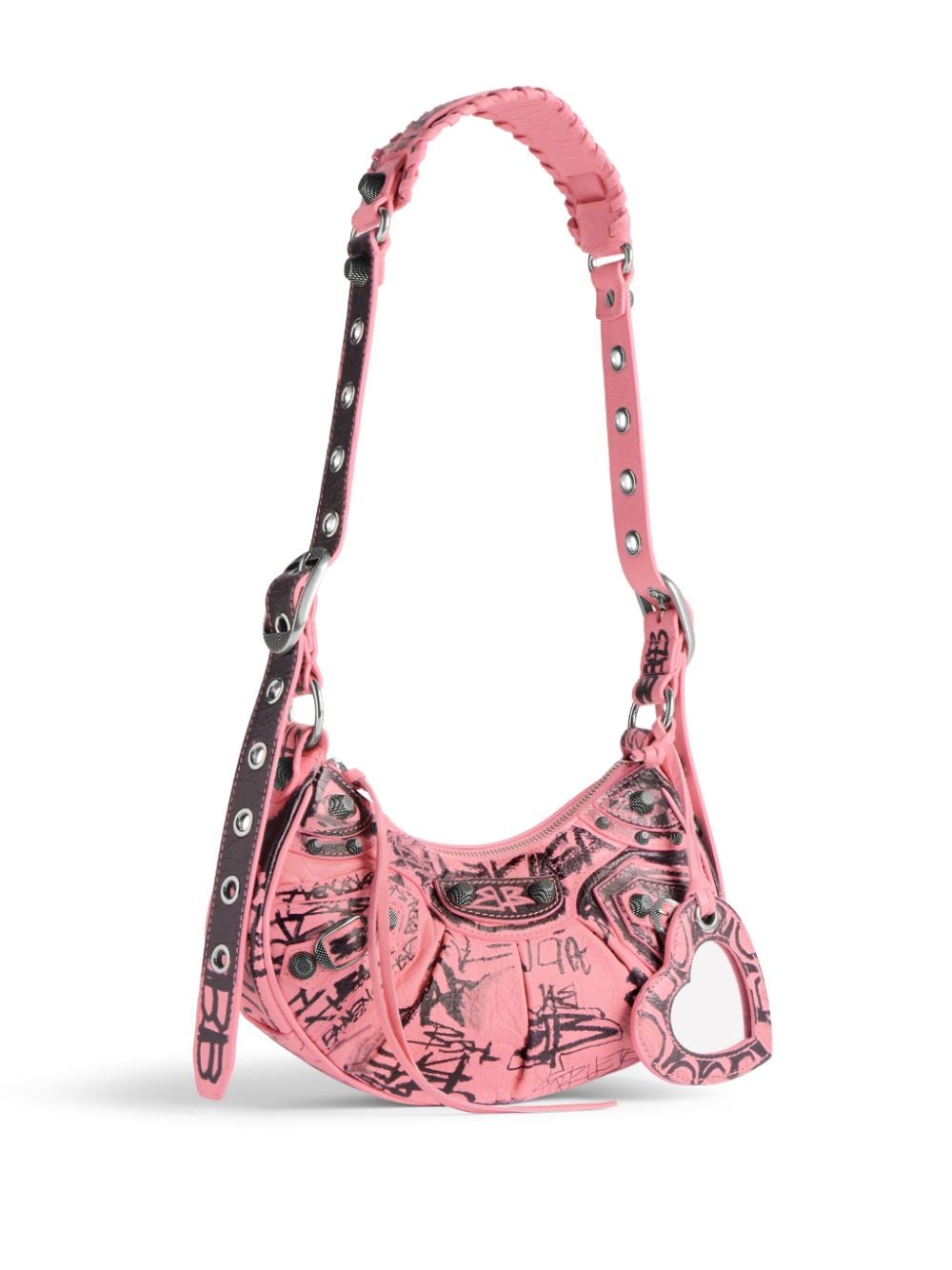Shop Balenciaga Le Cagole Xs Graffiti Shoulder Bag In Pink