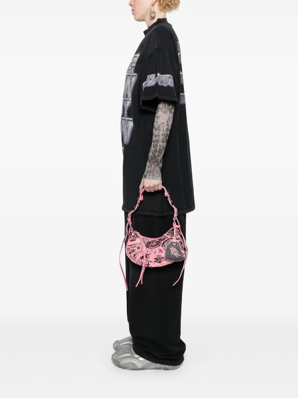 Balenciaga شنطة كتف 'لو كاغول XS' بزينة غرافيتي | Image 2