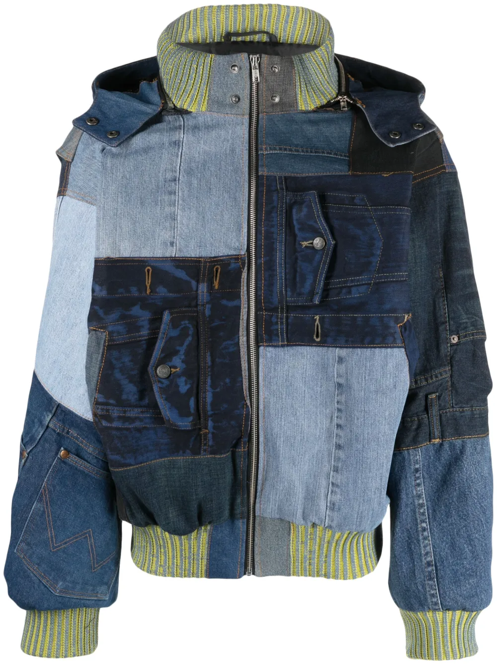 Agr Blue Patchwork Denim Jacket