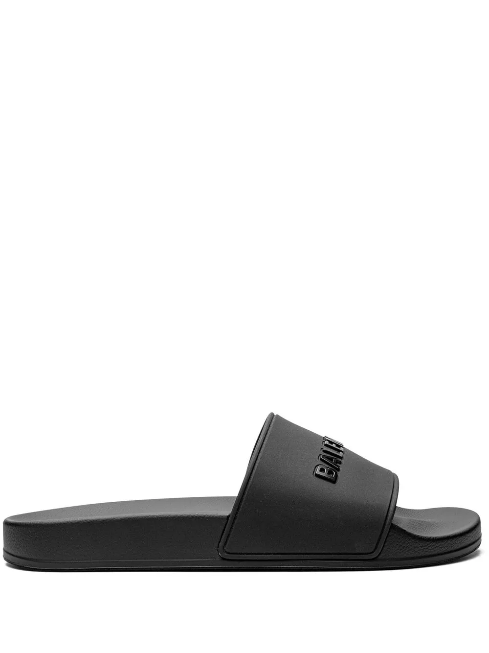 Balenciaga logo-embossed pool slides Black