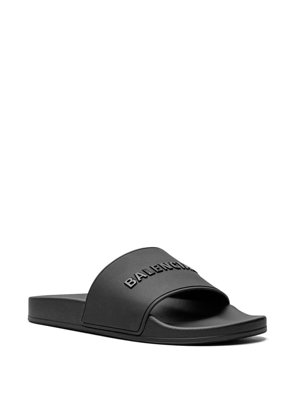 Balenciaga Badslippers met logo-reliëf Zwart