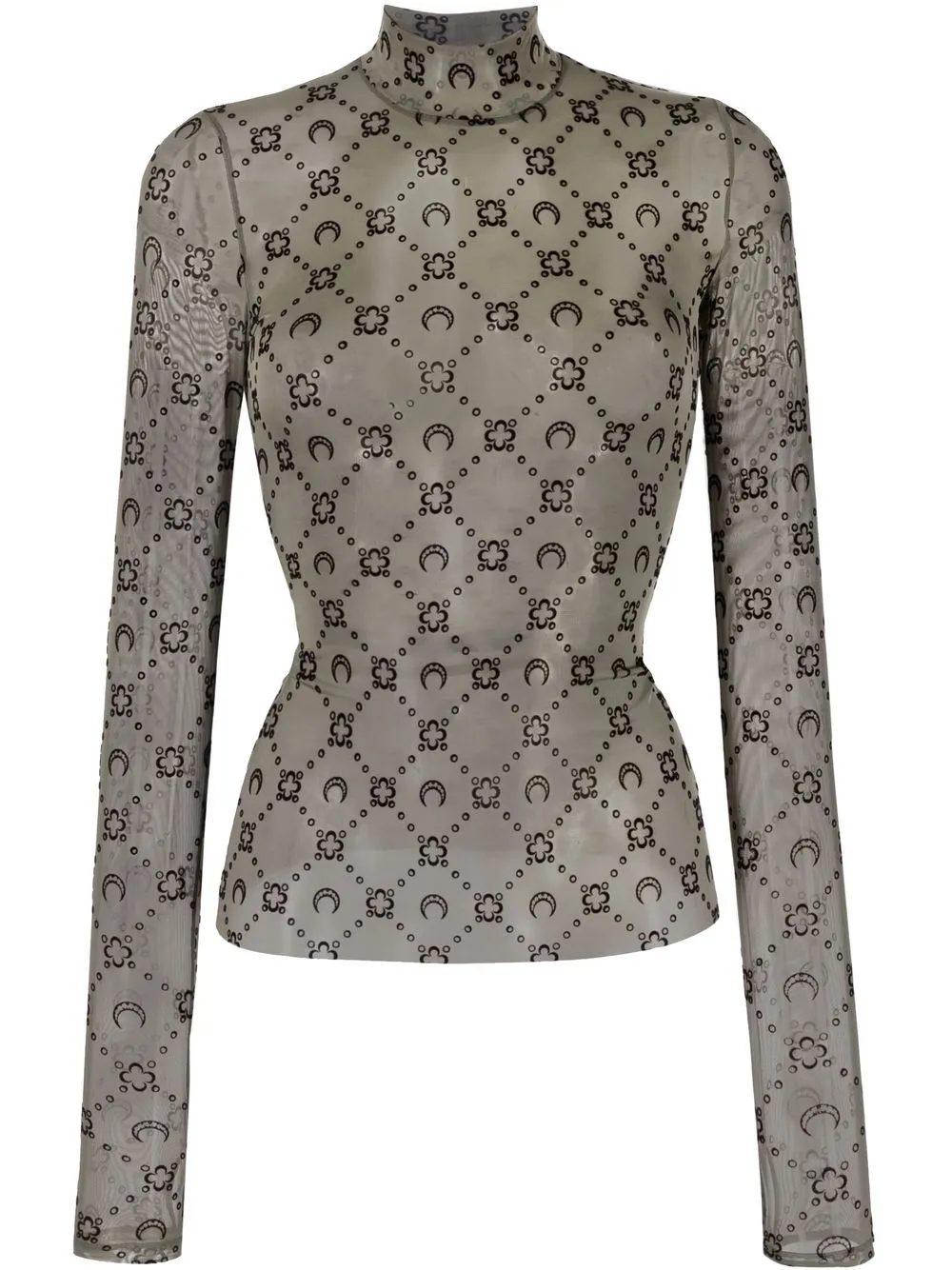 

Marine Serre blusa slim con cuello falso - Verde