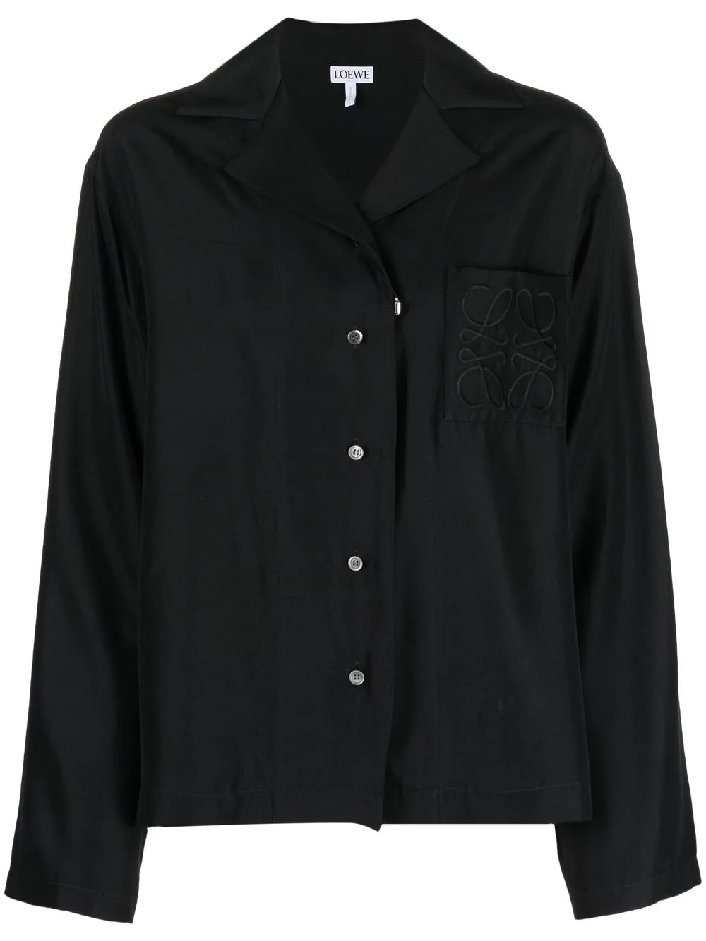 

LOEWE embroidered Anagram silk shirt - Black