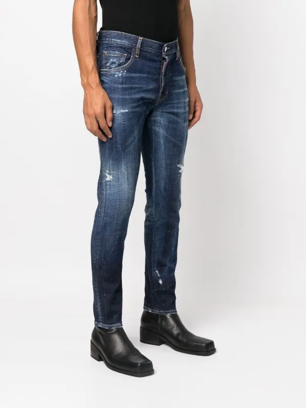 DSQUARED2 gem-embellished Distressed Jeans Blue FARFETCH IN