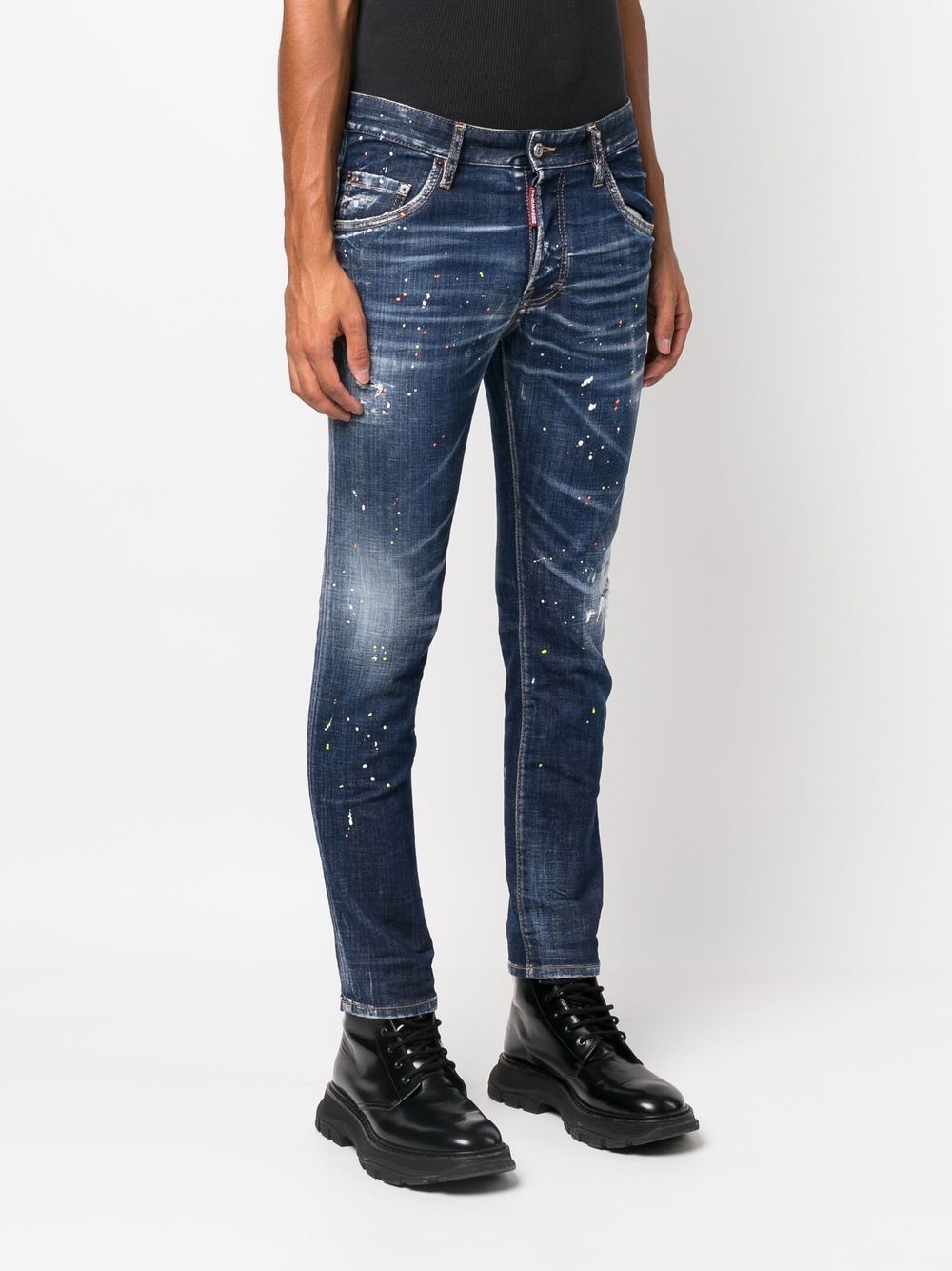 Shop Dsquared2 Paint-splatter Skinny-cut Jeans In Blue