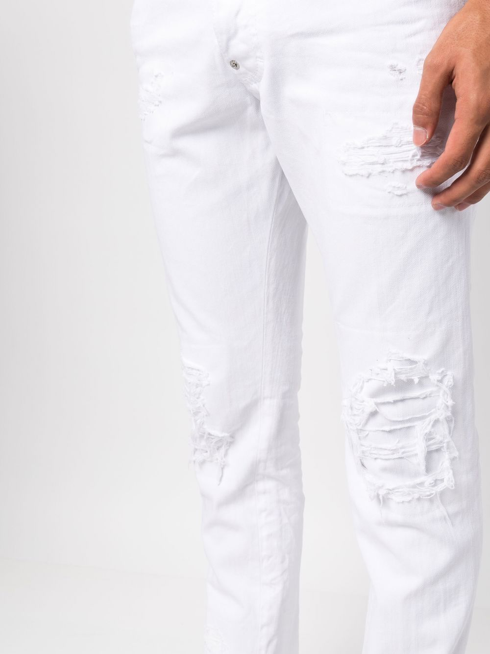 Shop Dsquared2 Ripped Tapered Skinny-cut Jeans In White
