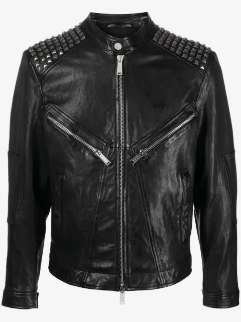 DSQUARED2 studded leather biker jacket