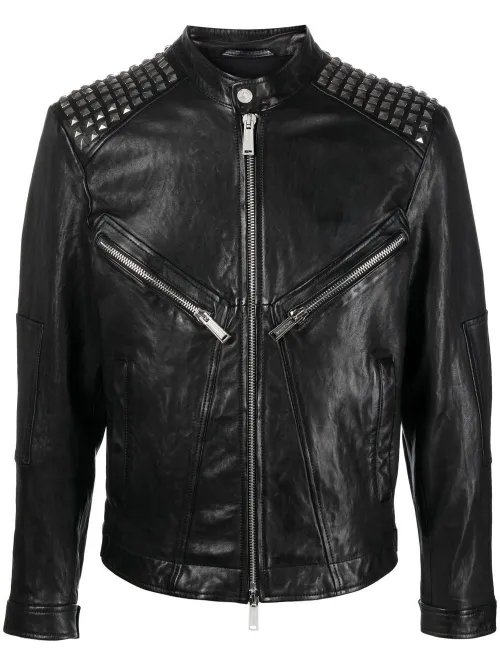 Veste de moto à détail de clous - DSQUARED2 - Modalova