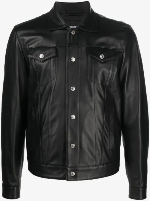 DSQUARED2 leather Dan jeans jacket
