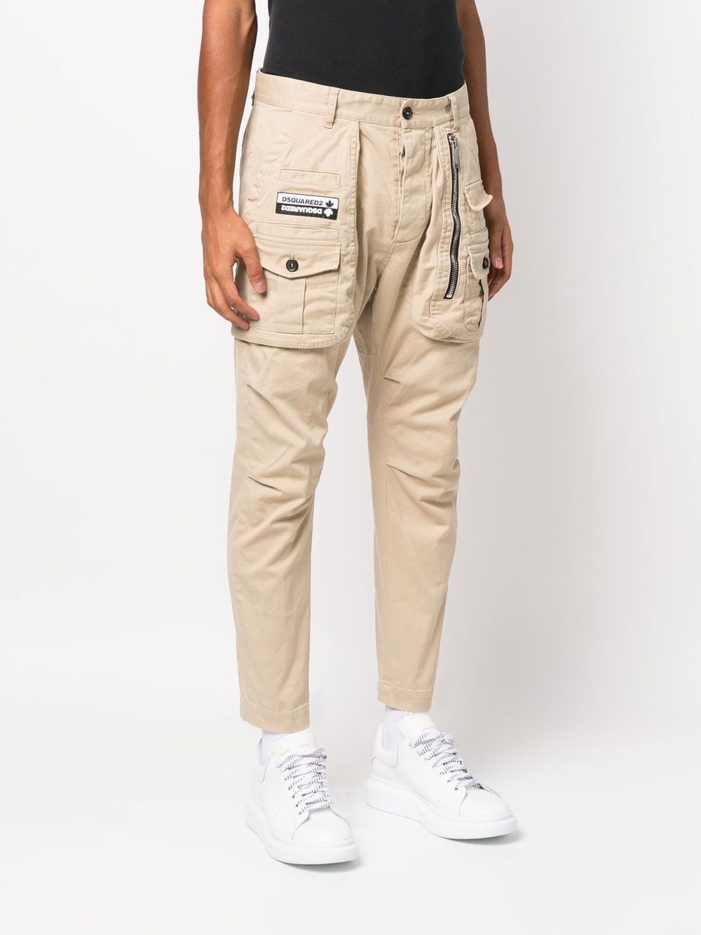 Shop Dsquared2 Tapered Cargo Trousers In Neutrals