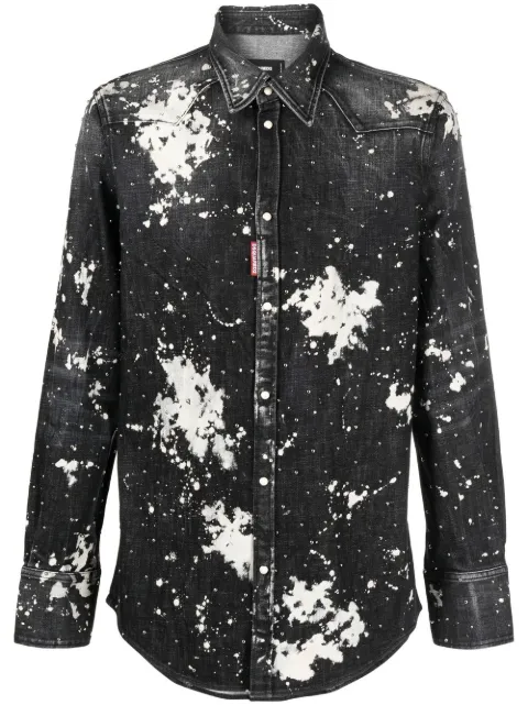 DSQUARED2 camisa de mezclilla con efecto descolorido