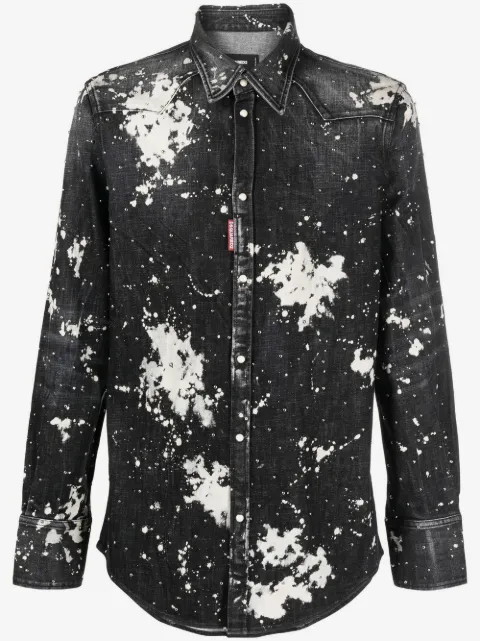 DSQUARED2 studded bleach-effect denim shirt