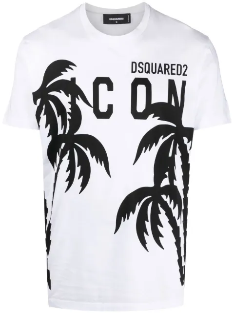 DSQUARED2 playera con estampado de palmeras y logo