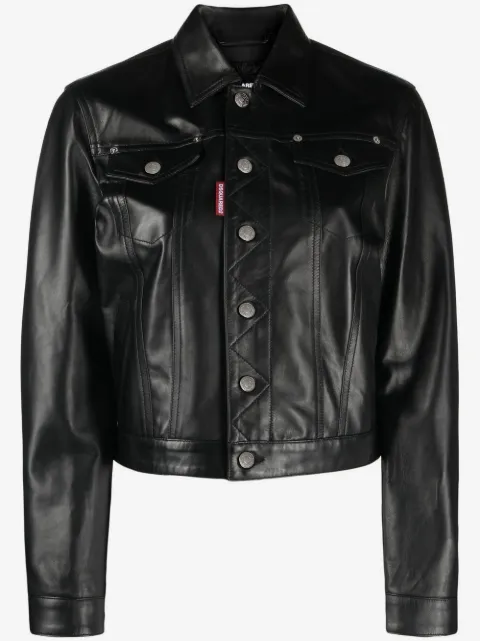 DSQUARED2 single-breasted leather jacket