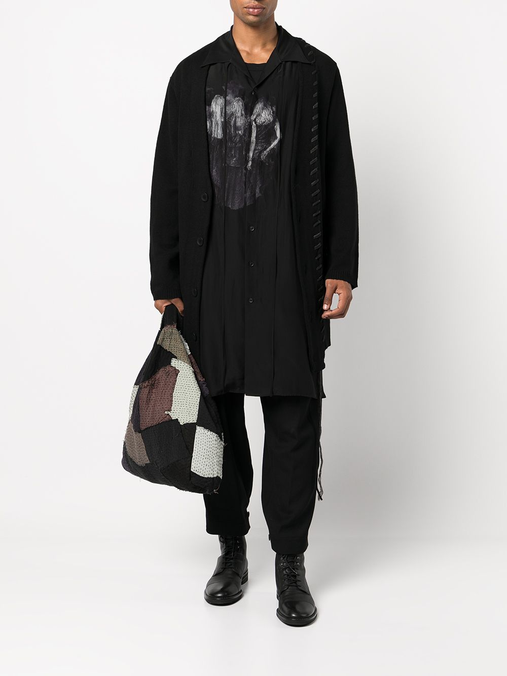Yohji Yamamoto Overhemd met grafische print - Zwart