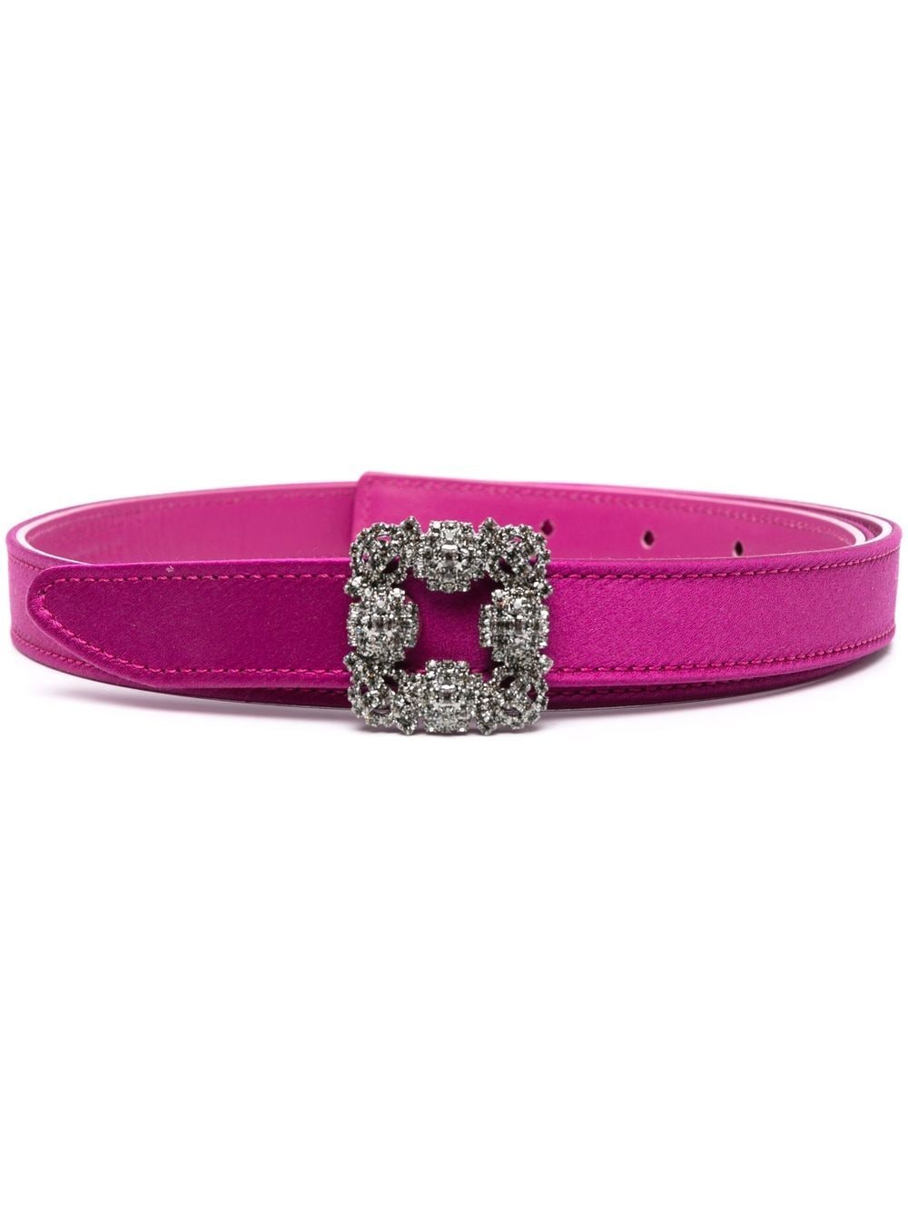 Manolo Blahnik Hangisi 20mm Crystal-embellished Belt In Pink