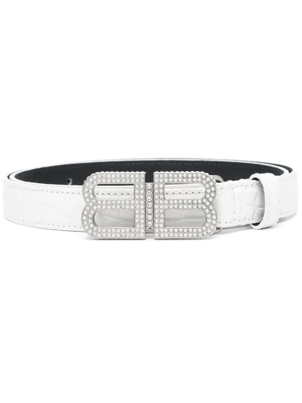 Balenciaga crystal-embellished logo-buckle Belt - Farfetch