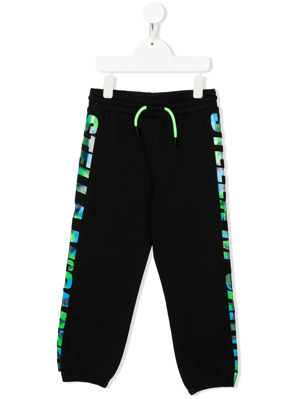 

Stella McCartney Kids pants con cordones y logo estampado - Negro