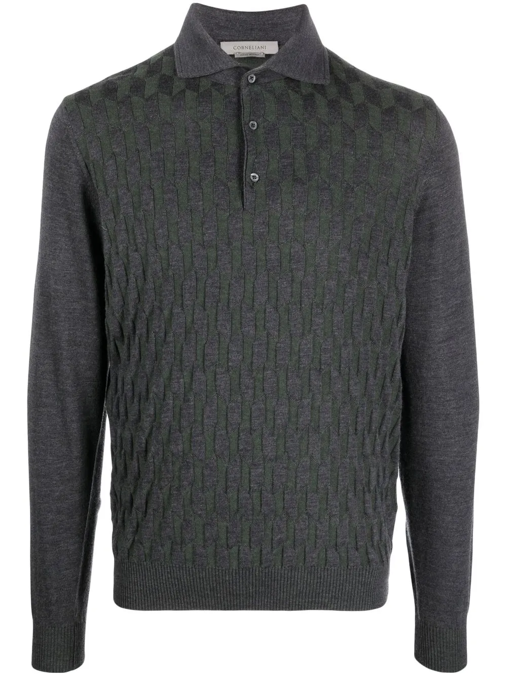 

Corneliani long-sleeve wool polo shirt - Grey