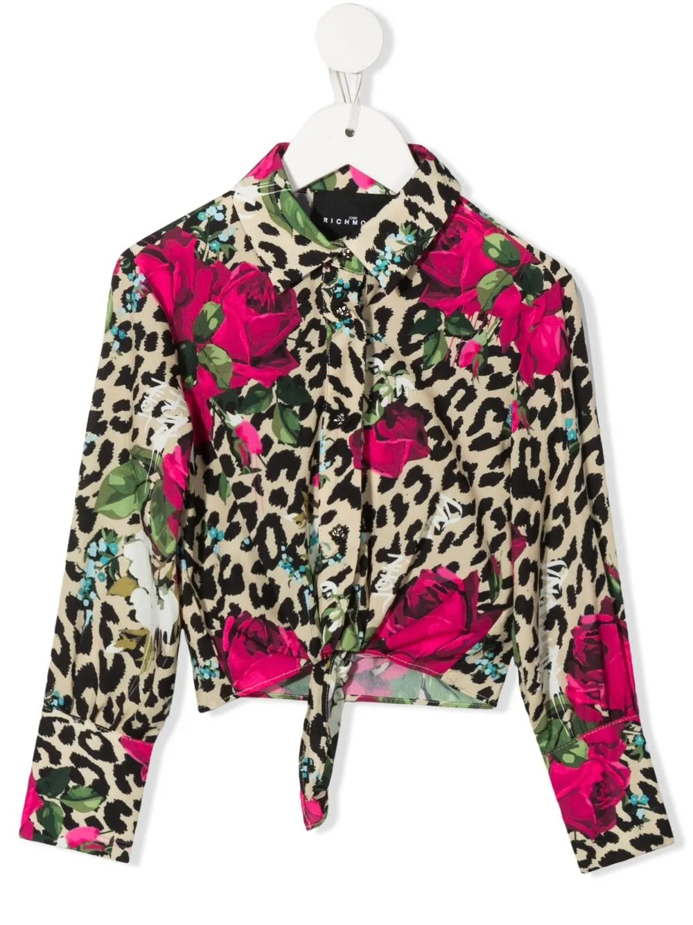 

John Richmond Junior leopard-floral print shirt - Neutrals