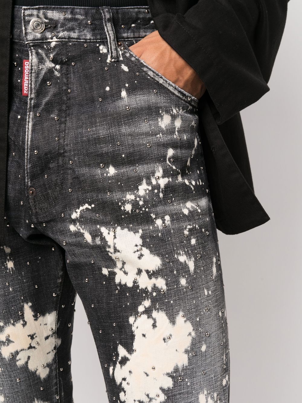 Shop Dsquared2 Paint Splatter-print Denim Jeans In Black