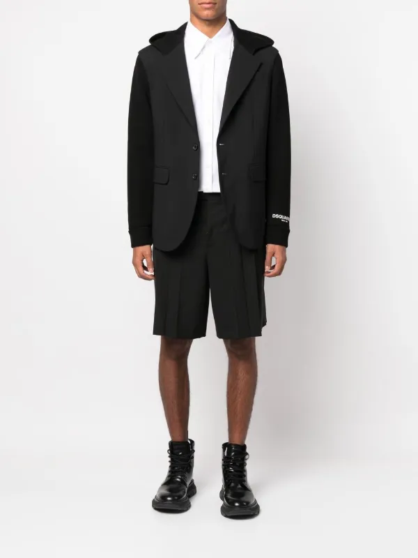 極美品！DSQUARED2 ブラックウールJK DSQUARED2 ディースクエアード フーデッド シングルジャケット