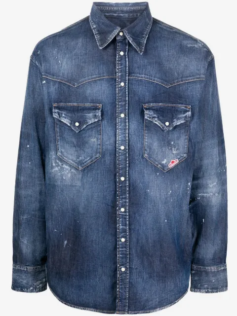 DSQUARED2 Camisa jeans com patch de logo