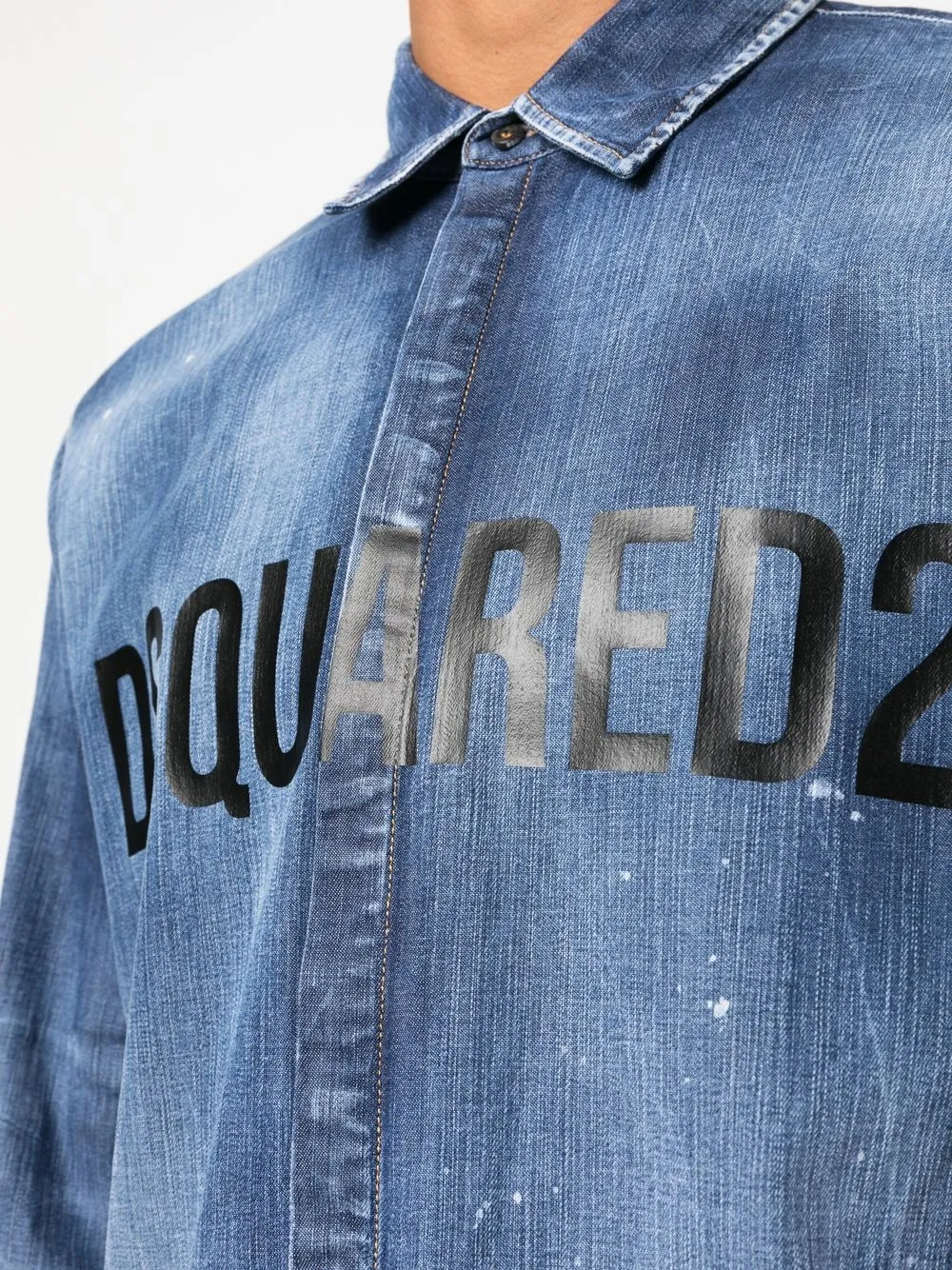 Dsquared2 Logo-print Button-up Denim Shirt In Blue