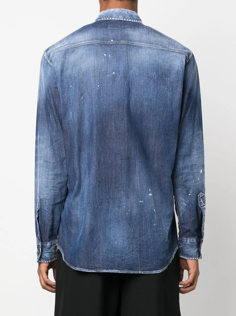 Dsquared2 Logo-print Button-up Denim Shirt In Blue