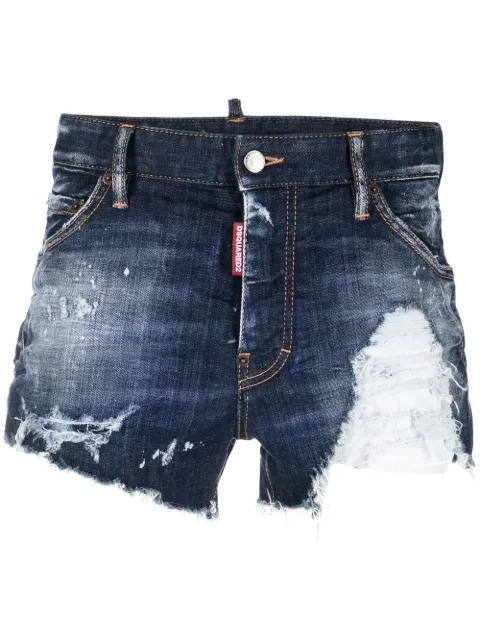 distressed logo-print shorts