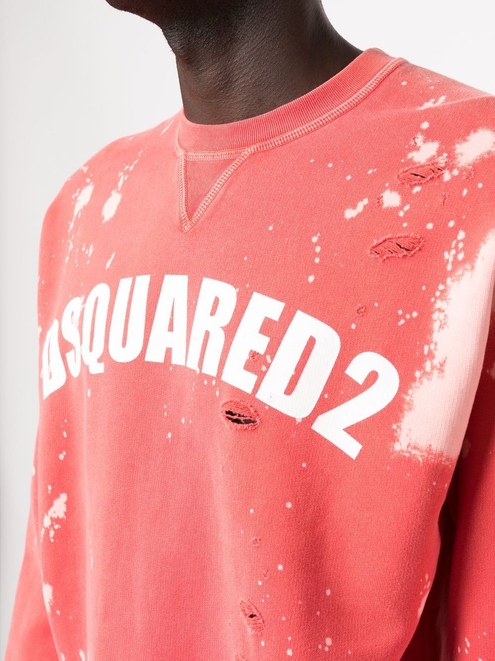 Shop Dsquared2 Distress-detail Logo-print Sweatshirt In Red