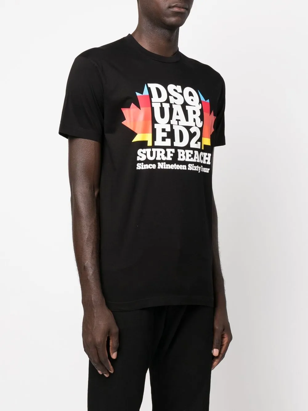 Dsquared2 Cotton Crew-neck T-shirt With Frontal Maxi Print In Schwarz