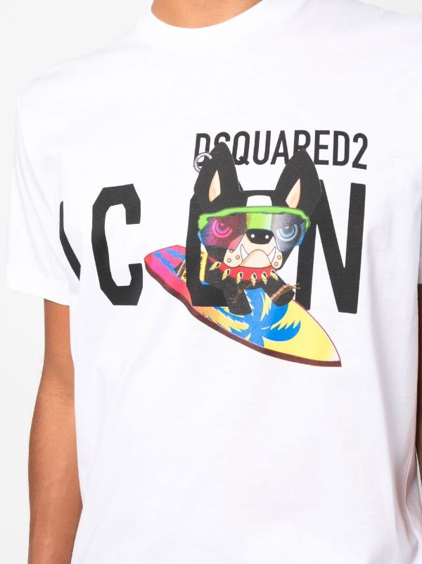 DSQUARED2: Icon T-shirt in cotton - White  Dsquared2 t-shirt  S80GC0059S23009 online at