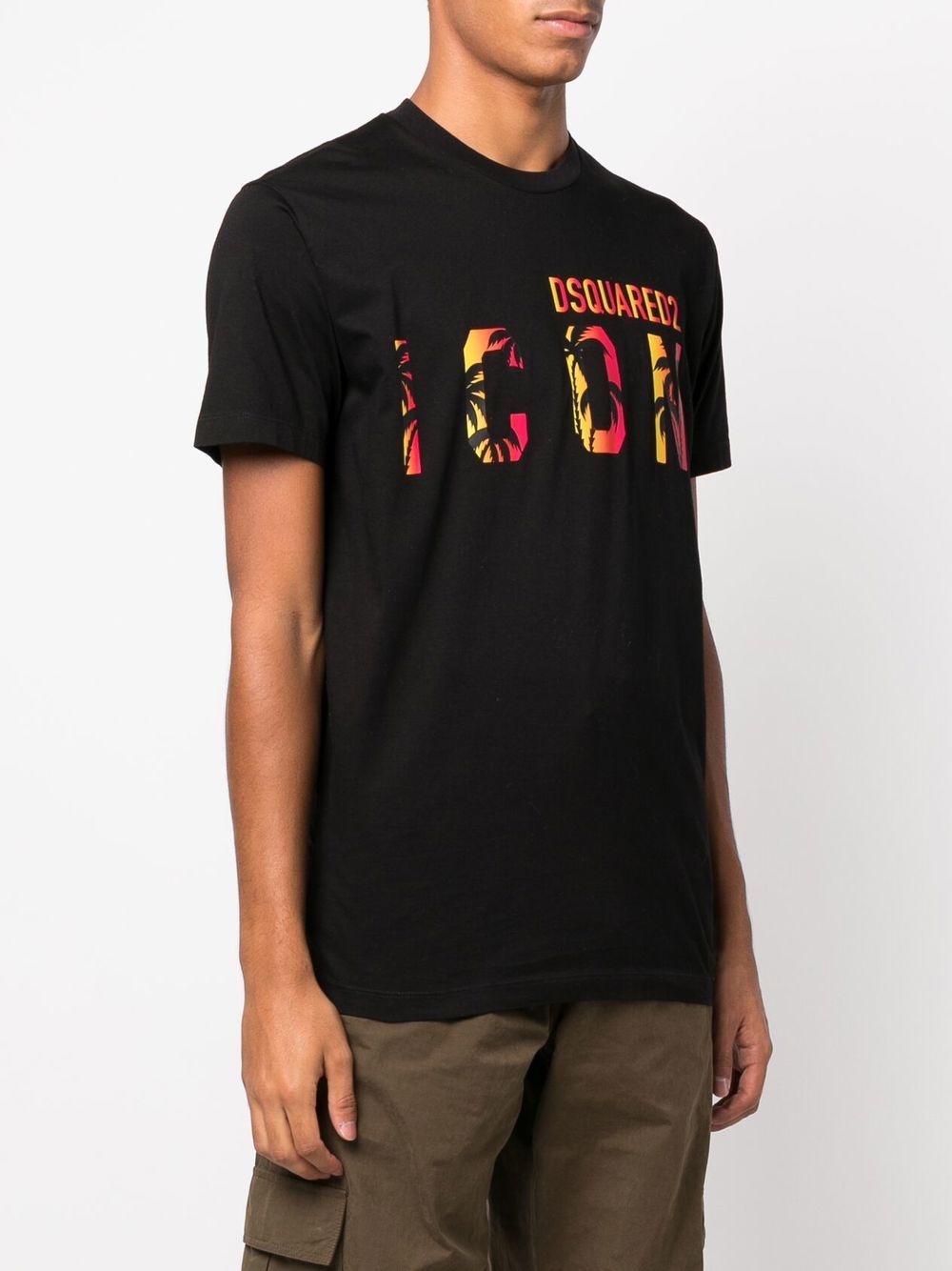 Shop Dsquared2 Icon Tropical Logo-print T-shirt In Black