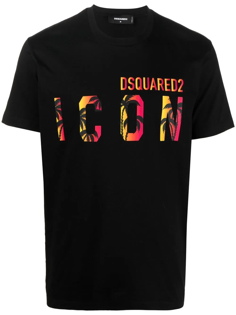 Shop Dsquared2 Icon Tropical Logo-print T-shirt In Black