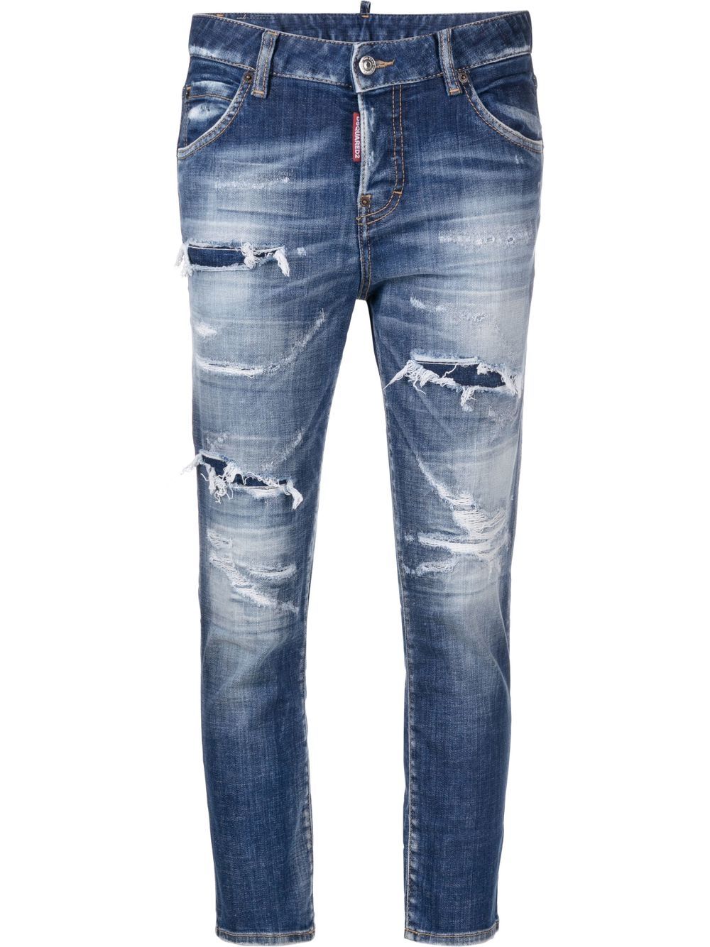 Dsquared2 Bleached Cropped Jeans In Blue