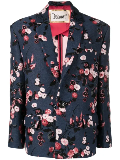 DSQUARED2 floral-jacquard single-breasted blazer