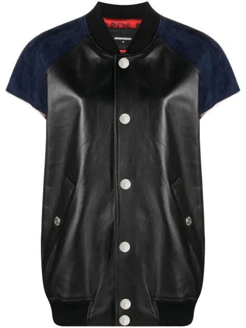 Dsquared2 short-sleeved leather bomber jacket