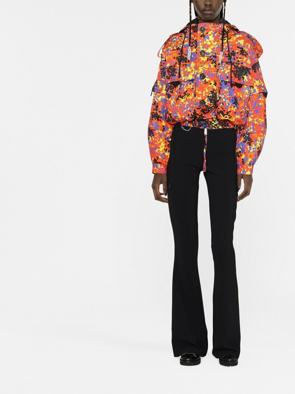 Shop Dsquared2 Abstract Print Hooded Jacket In Orange