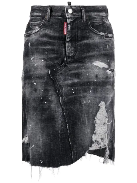 Dsquared2 distressed denim skirt